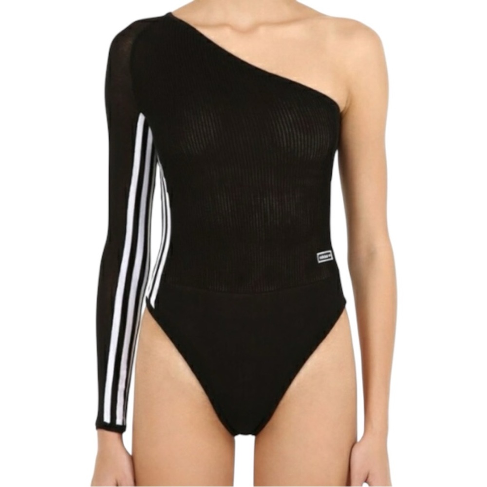 Adidas One-Sleeve Knit Bodysuit in Black - Picture 2 of 6